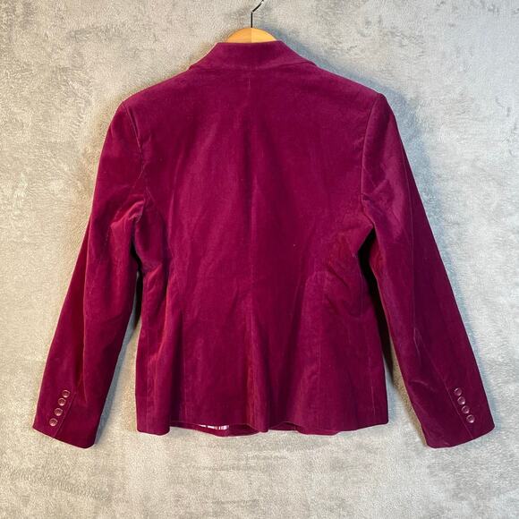 Vintage Y2k Velvet Blazer Jacket Size 6 Two Button Preppy Academia‎ Office Siren - Picture 2 of 13
